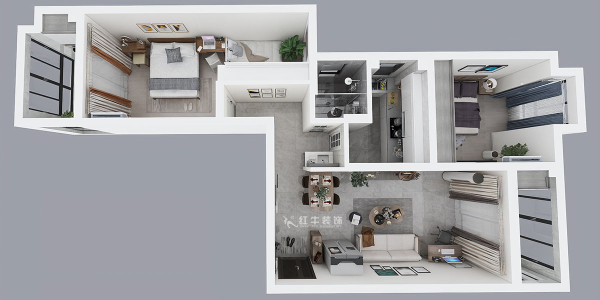 仇美蓉|御道嘉庭1-1-704-90㎡-簡約風格|2室2廳1衛(wèi)|新房裝修|定制家¥120137|全包12萬|00_04鳥瞰圖