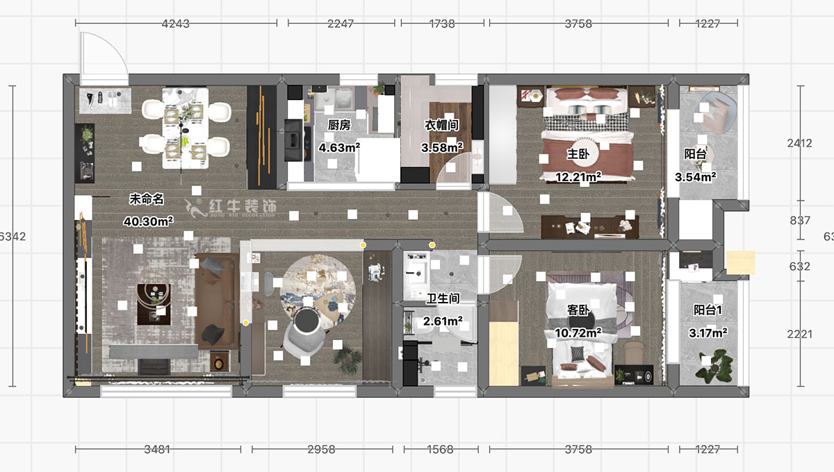 顧娟|御道嘉庭5-2-610-107㎡-現(xiàn)代風格|3室2廳1衛(wèi)|新房裝修|定制家¥134800|全包15萬|00_03彩平圖