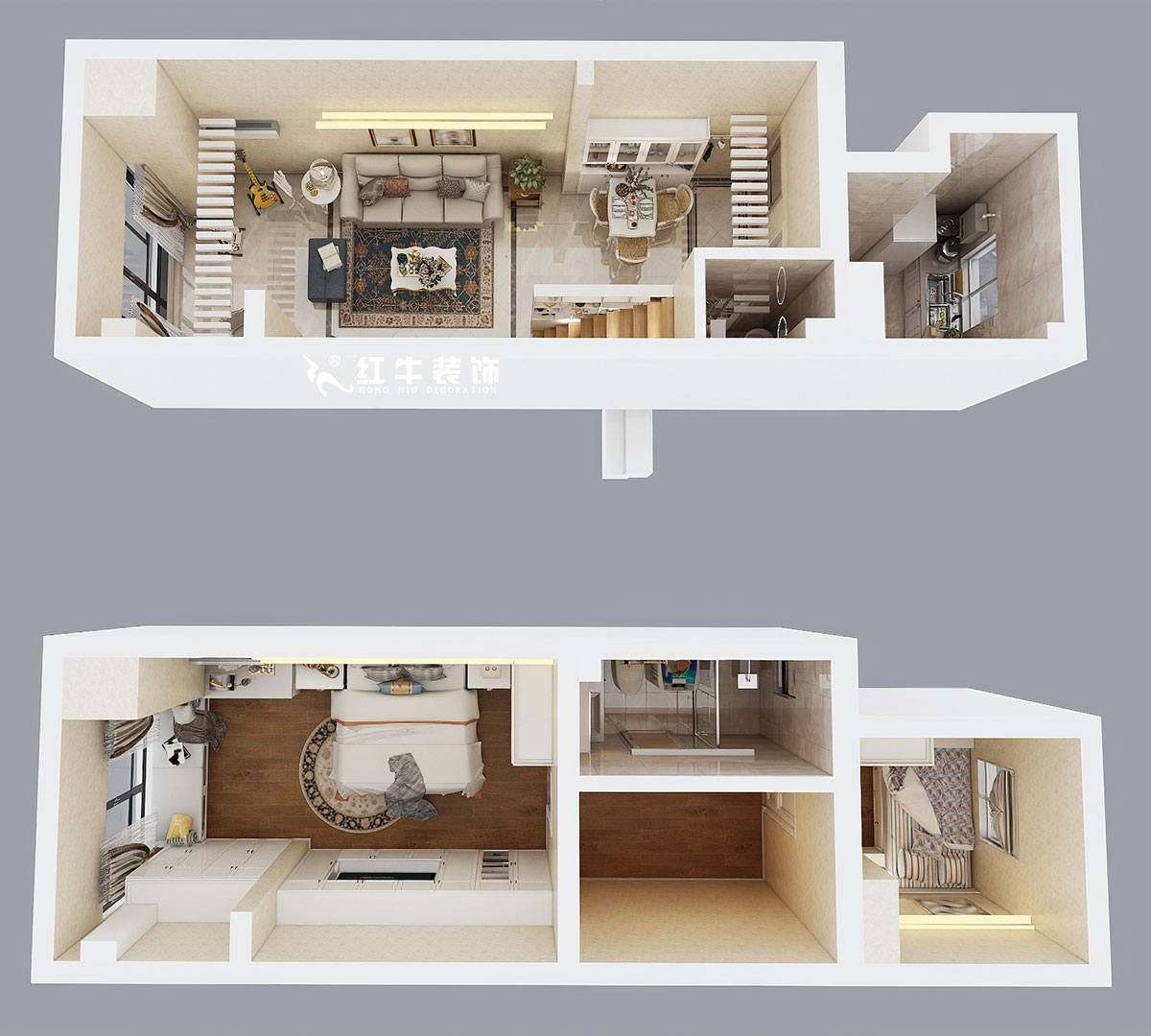 朱彥|萬科金色里程8-706-70㎡-簡歐風(fēng)格|復(fù)式35+35㎡|2室2廳1衛(wèi)|定制家¥120000|全包12萬|00_06鳥瞰圖