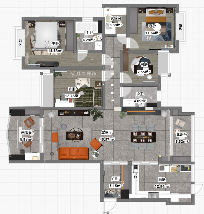 吳波|雅居樂濱江國際2-2-1706-178㎡-現(xiàn)代風(fēng)格|大戶型平層|4室2廳2衛(wèi)|新房裝修|定制家¥206091|全包20