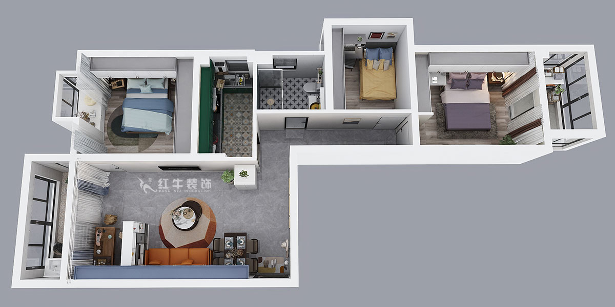 朱明琪|御道嘉庭8-1105-109㎡-現(xiàn)代簡約風(fēng)格|3室2廳1衛(wèi)|新房裝修|定制家¥155777|全包15萬|00_04鳥瞰圖