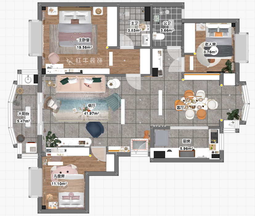 魏明花|明發(fā)濱江新城240-1-802-118㎡-現(xiàn)代簡(jiǎn)約風(fēng)格|3室2廳2衛(wèi)|二手房裝修|定制家¥183000|全包18