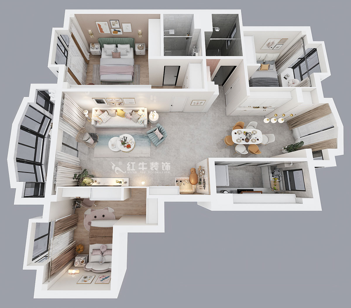 魏明花|明發(fā)濱江新城240-1-802-118㎡-現(xiàn)代簡(jiǎn)約風(fēng)格|3室2廳2衛(wèi)|二手房裝修|定制家¥183000|全包18