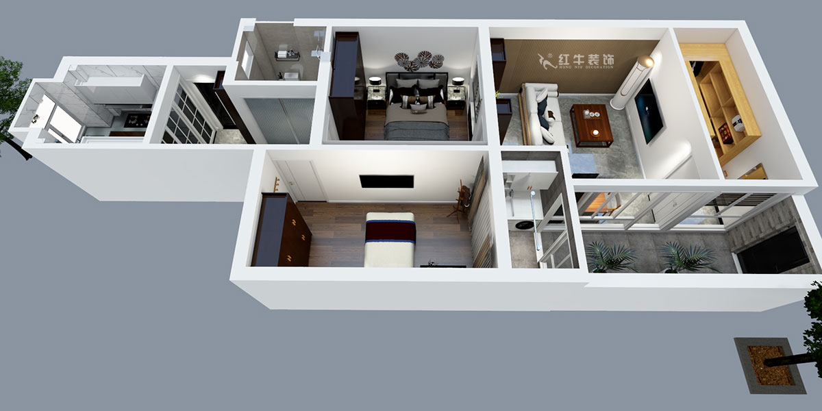 張智猿|后宰門街32號7-2-16-73㎡-簡中風格|2室2廳1衛(wèi)|老房裝修|定制家¥111798|全包11萬|00_04鳥瞰圖