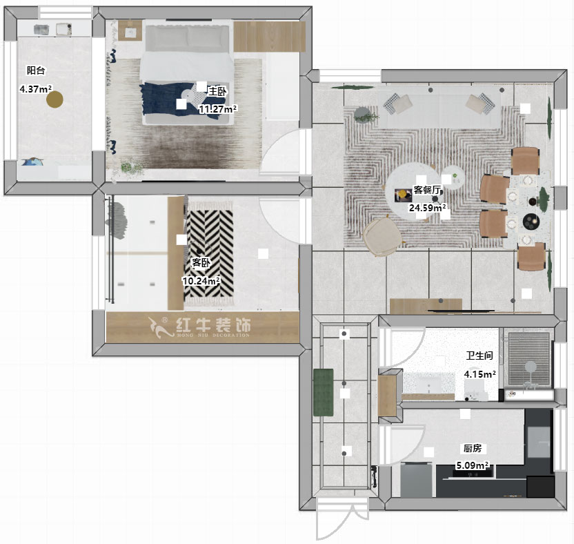 朱明琪|大新嘉苑8-1004-87㎡-現(xiàn)代簡約風(fēng)格|2室2廳1衛(wèi)|新房裝修|成品家¥123916|全包12萬|00_03彩平圖
