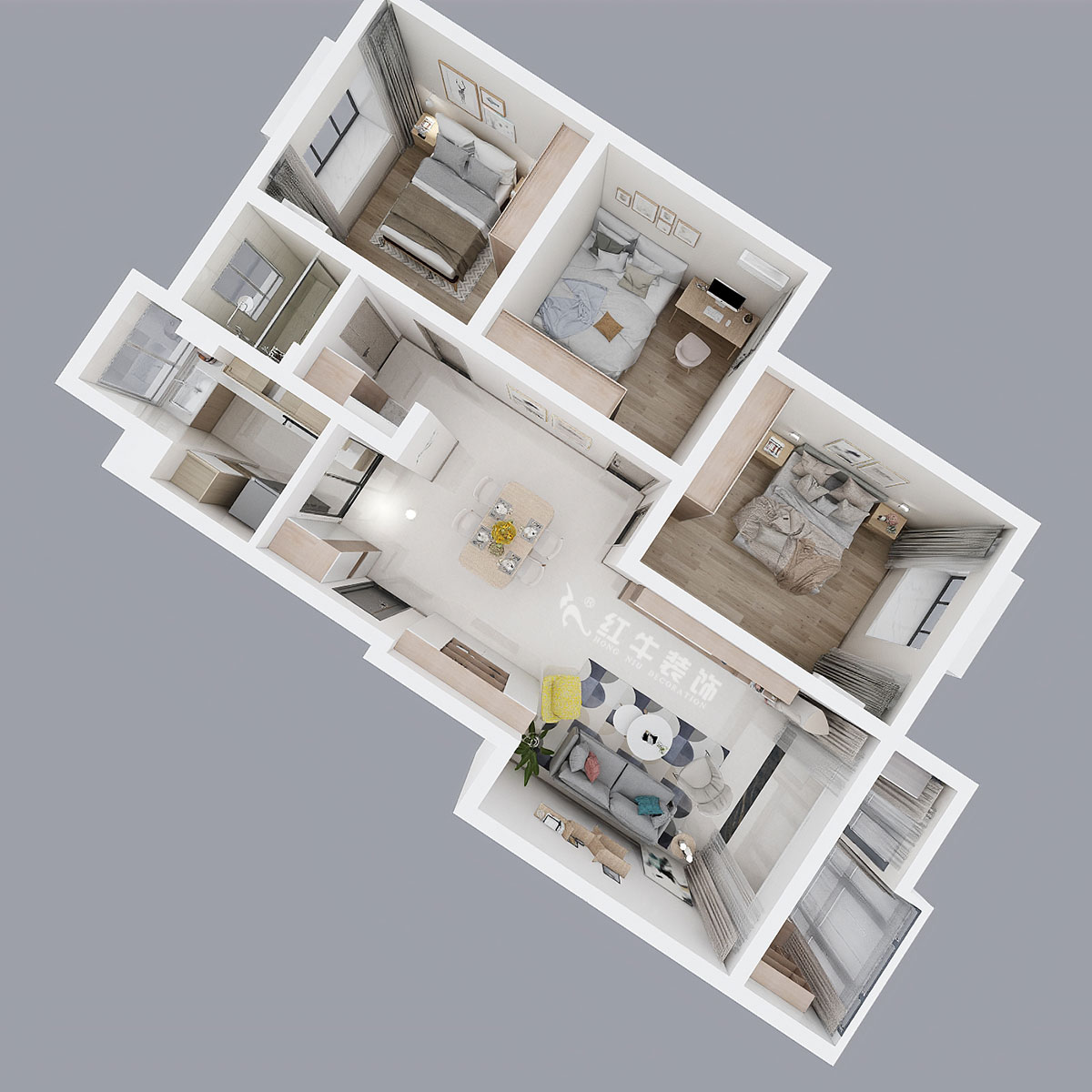 陸利民|江岸水城7-2-503-118㎡-北歐原木簡約風(fēng)格|3室2廳1衛(wèi)|舊房改造|定制家¥139300|全包13