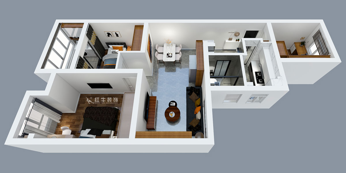 張智猿|紫楊佳園二期22-407-86㎡-北歐風(fēng)格|3室2廳1衛(wèi)|新房裝修|定制家¥108698|全包11萬|00_04鳥瞰圖