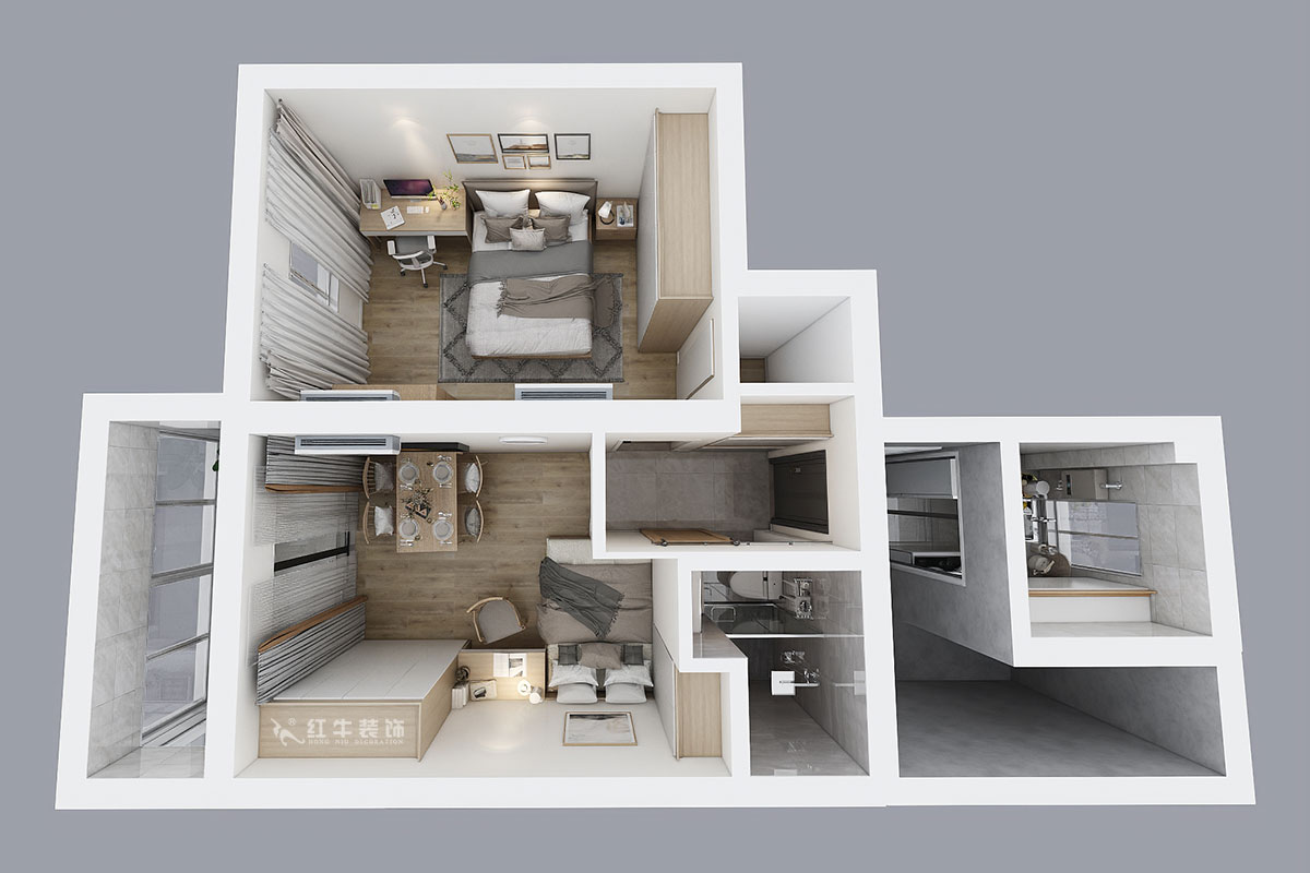 賈庭｜木匠營123號605室-50㎡-現代風格｜2室0廳1廚1衛(wèi)｜老房裝修｜定制家￥83400｜全包8