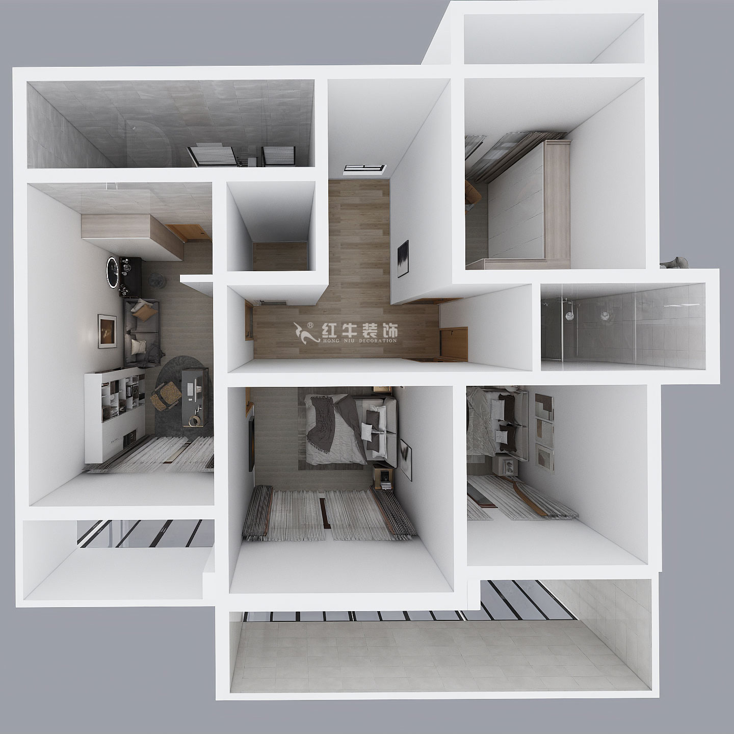 劉小勇|酈湖美墅90-102-190㎡-現(xiàn)代風(fēng)格|4室2廳3衛(wèi)|新房裝修|定制家¥288000|全包33萬(wàn)|00_08二樓鳥(niǎo)瞰圖