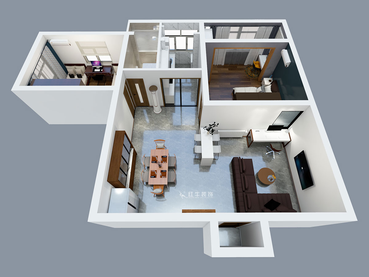 張智猿|申家巷48號706-100㎡-現(xiàn)代風格|2室2廳1衛(wèi)|老房裝修|定制家¥94813|全包10萬|00_04鳥瞰圖