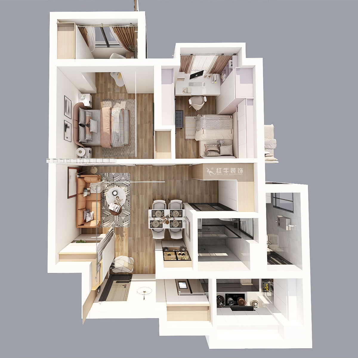 劉曉芳|拉德芳斯12-1303-76㎡-現(xiàn)代風(fēng)格|2室1廳1衛(wèi)|老房裝修|定制家|全包11