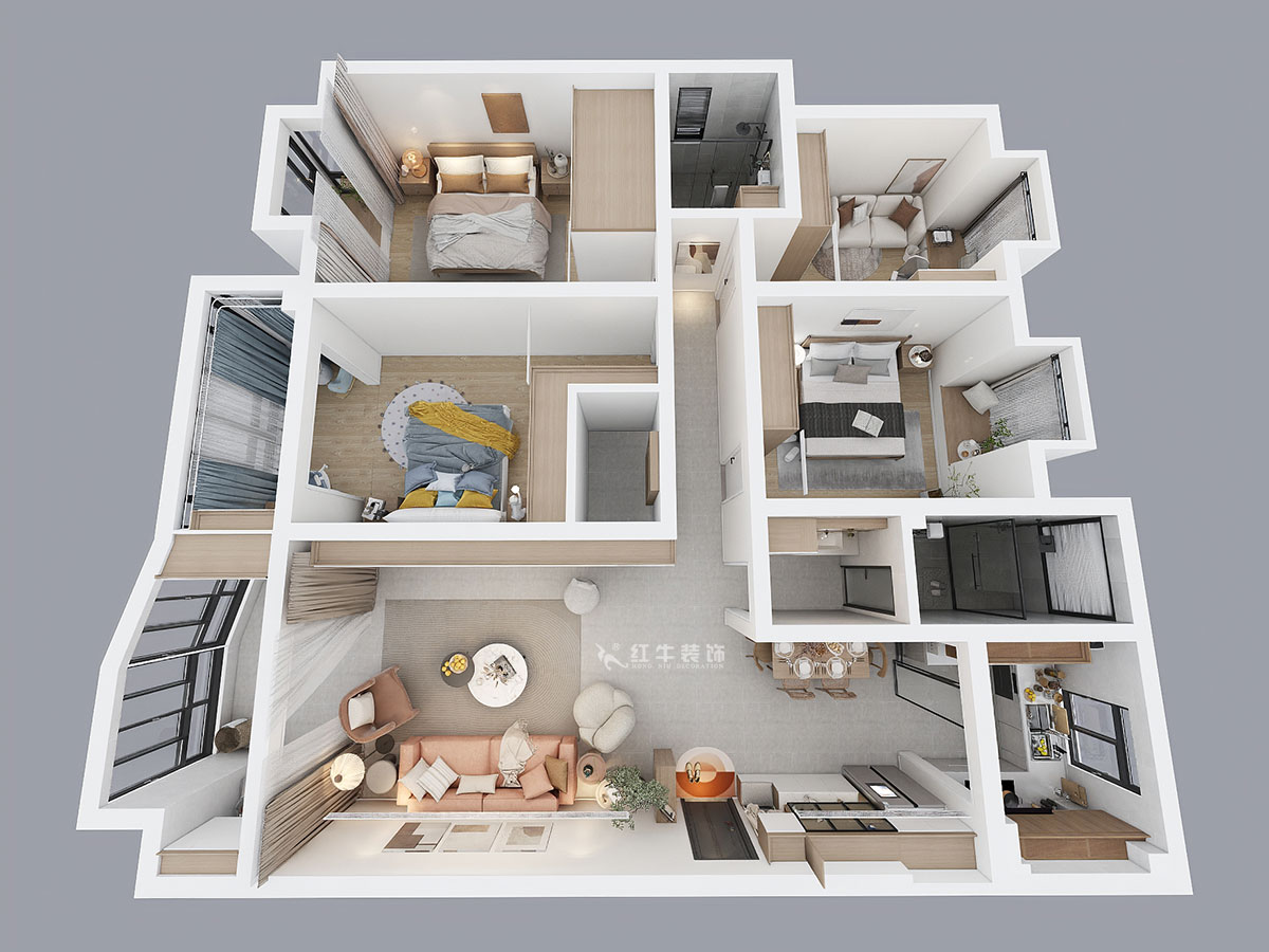 魏明花｜武夷綠洲賞桂苑4-3-306-154㎡-現(xiàn)代簡(jiǎn)約風(fēng)格｜4室2廳2衛(wèi)｜二手房裝修｜定制家｜全包20