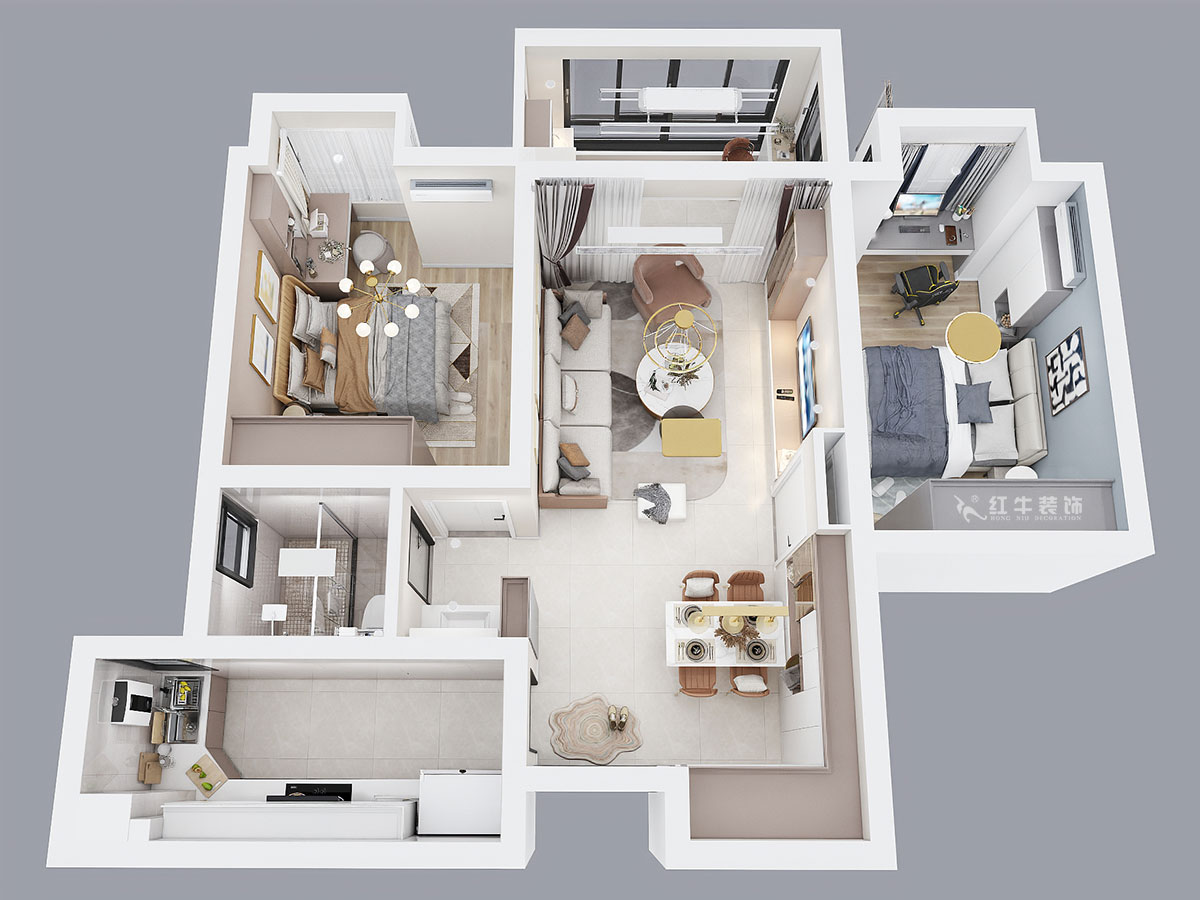 朱彥|濱江雅園4-1703-88㎡-簡約風(fēng)格|2室2廳1衛(wèi)|新房裝修|定制家¥112400|全包12萬|00_04鳥瞰圖