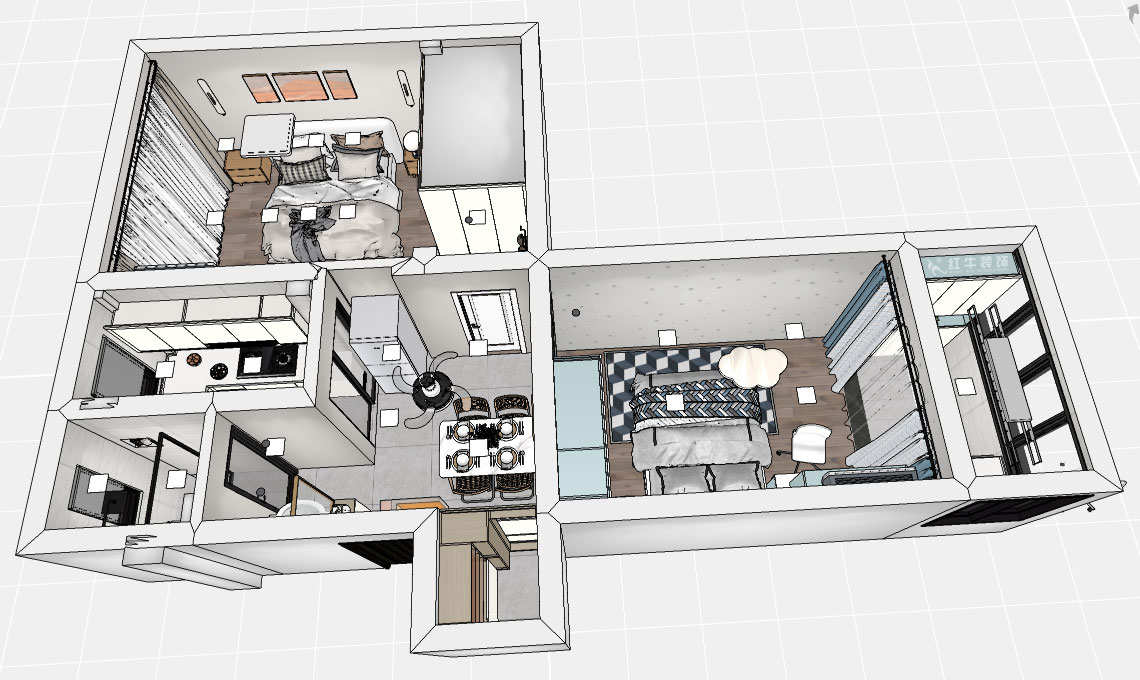 魏明花|天目路27號-305-60㎡-現(xiàn)代簡約風格|2室1廳1衛(wèi)|二手房裝修|定制家|全包9