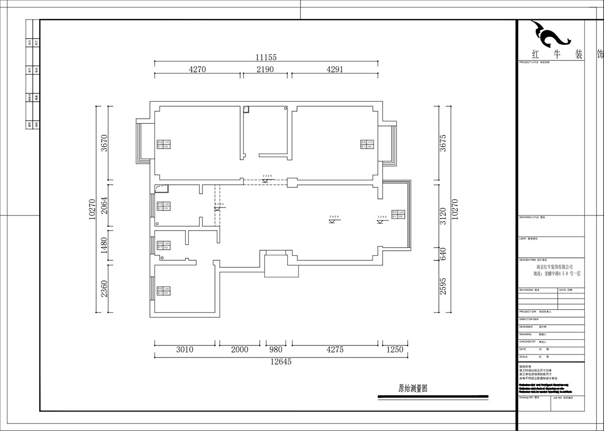 熊皓宇|印湖山莊5-3-605-120㎡-新中式風(fēng)格|3室2廳2衛(wèi)|毛坯房裝修|定制家|全包18萬|00_01原始測量圖