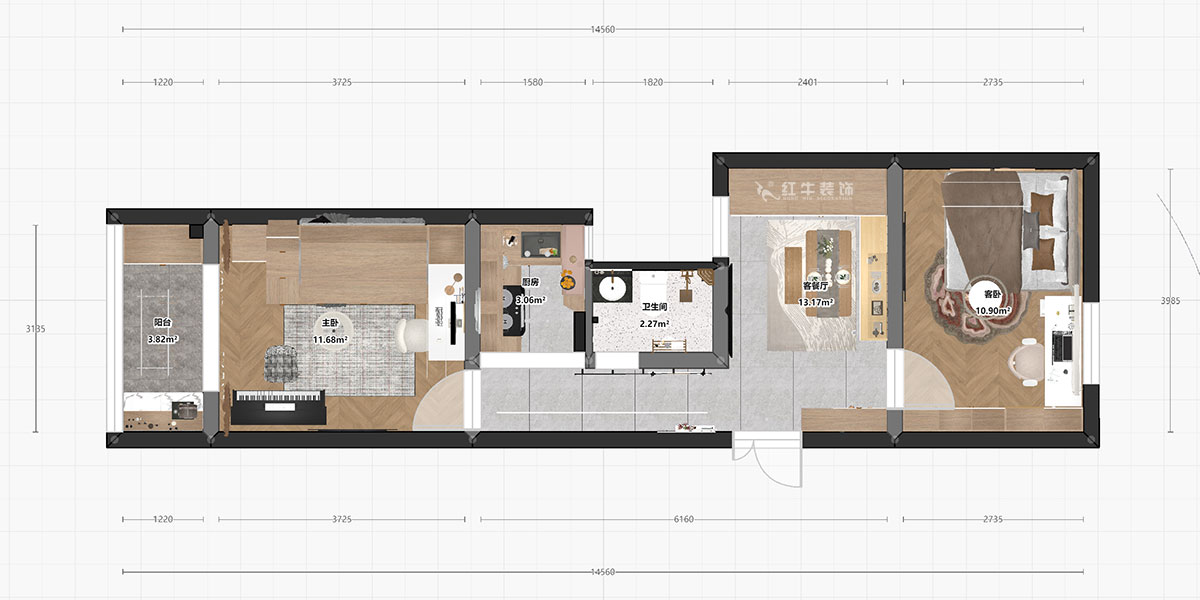 朱明琪|沙塘園11號(hào)609-60㎡-現(xiàn)代簡(jiǎn)約風(fēng)格|2室1廳1衛(wèi)|老房翻新|定制家|全包11萬(wàn)|00_04平面彩圖