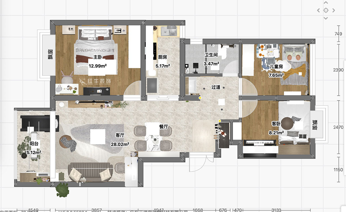 魏利利|林景紫園26-404-89㎡-現(xiàn)代簡約風格|3室2廳1衛(wèi)|婚房裝修|定制家|全包12萬|00_03平面彩圖