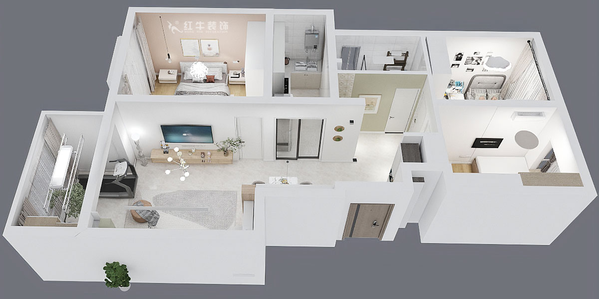 魏利利|林景紫園26-404-89㎡-現(xiàn)代簡約風格|3室2廳1衛(wèi)|婚房裝修|定制家|全包12萬|00_04鳥瞰圖