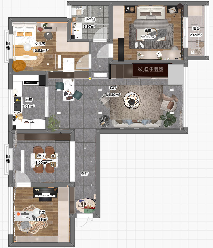 仇美蓉｜金城麗景北區(qū)8-2-1505-170㎡-簡約風格｜4室2廳2衛(wèi)｜老房裝修｜定制家｜全包20