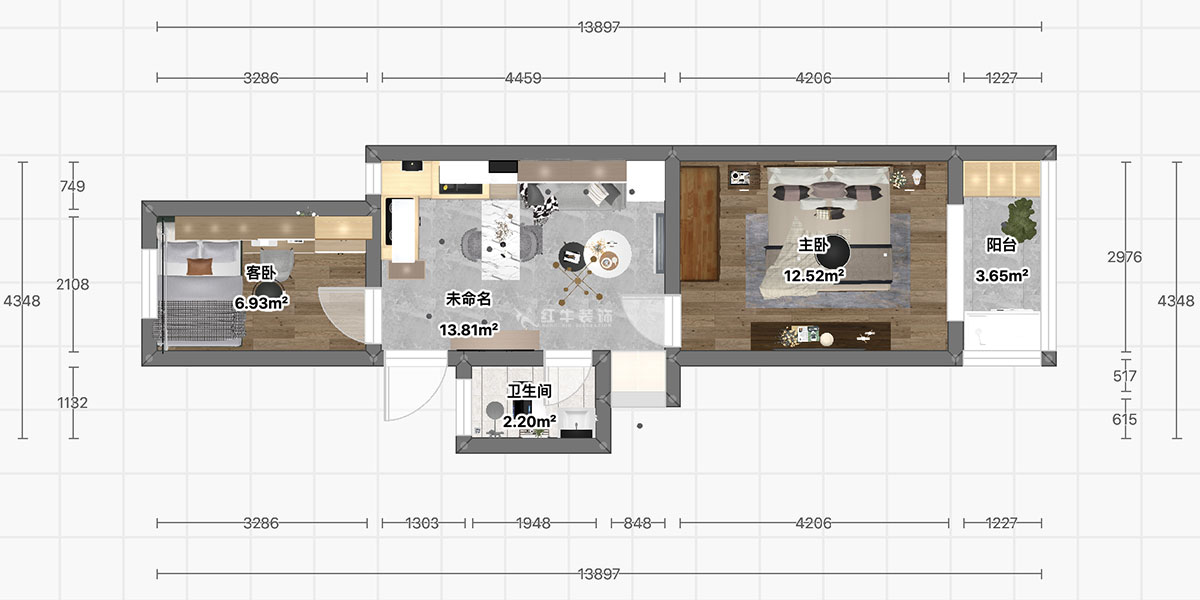 顧娟|衛(wèi)崗26號(hào)1-306-65㎡-現(xiàn)代風(fēng)格|2室1廳1衛(wèi)|舊房裝修|定制家|全包11