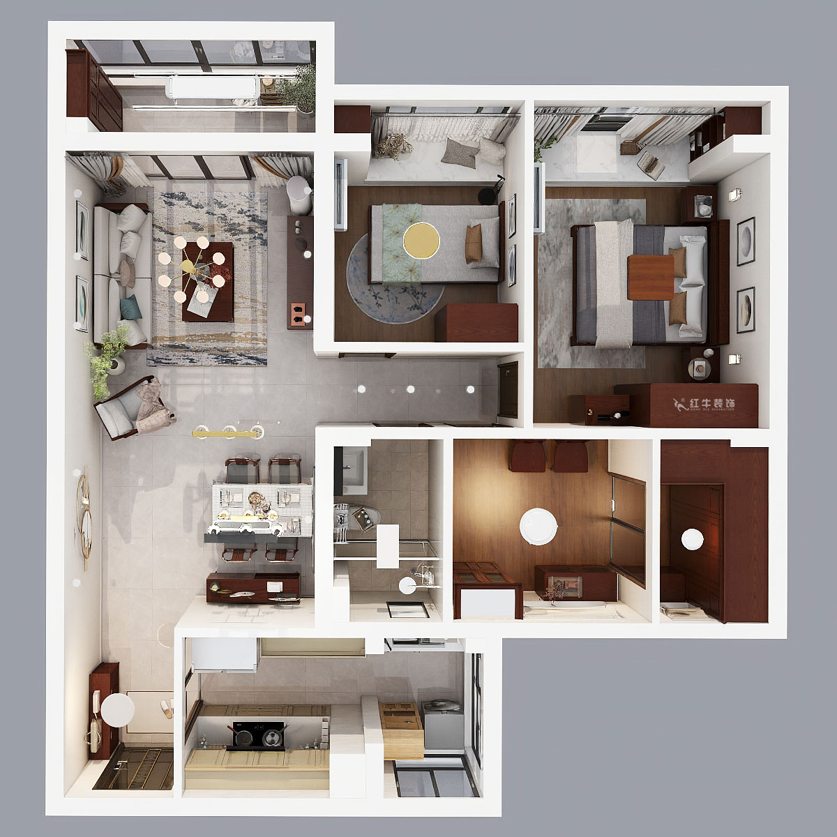 孟憲濤|句容碧桂園星悅灣20-2-604-105㎡-簡(jiǎn)中風(fēng)格|3室1廳1衛(wèi)|新房裝修|定制家|全包14萬(wàn)|00_04鳥瞰圖