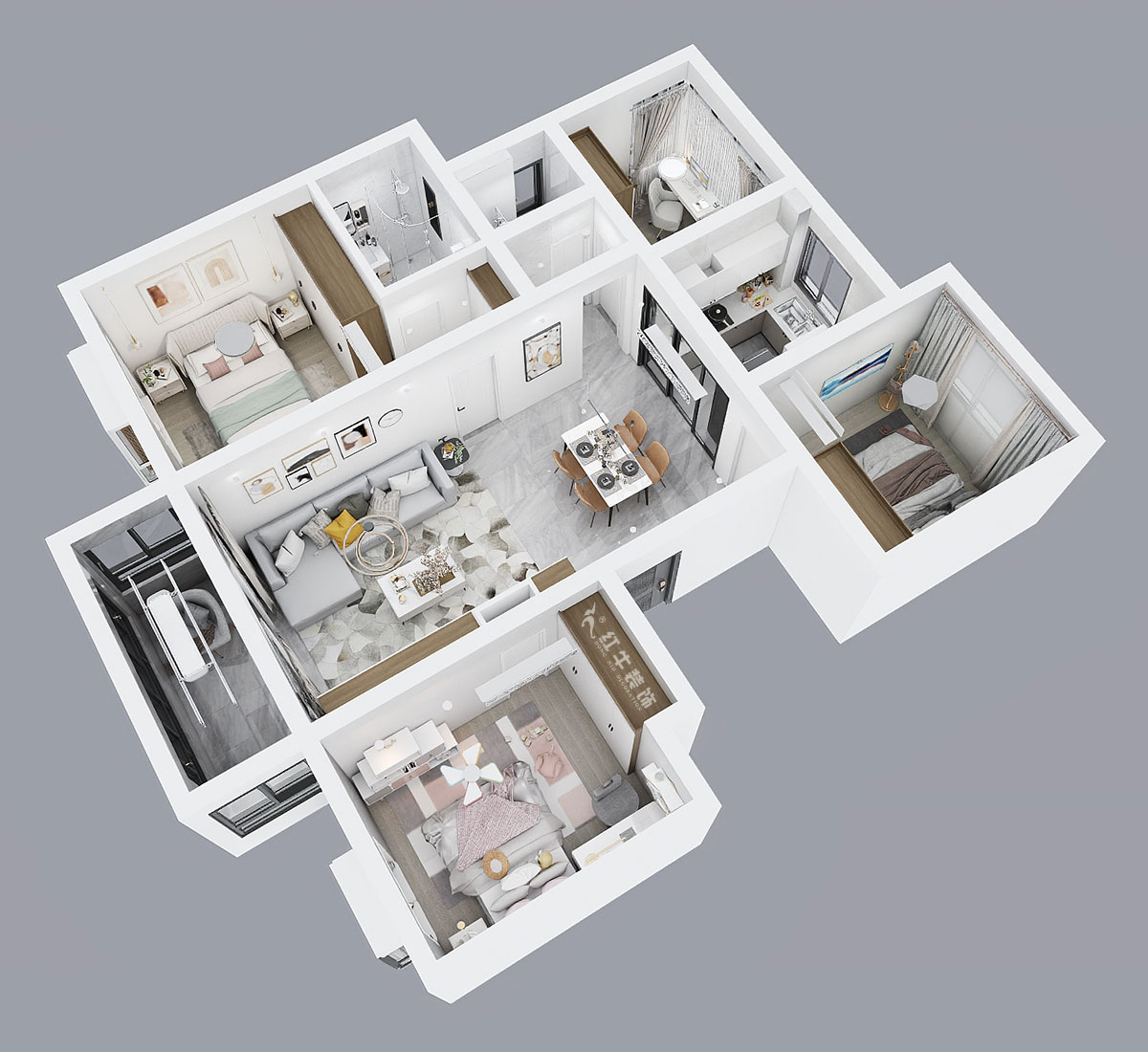 吳波|紅豆香江華庭3-802-105㎡-現(xiàn)代風格|4室2廳2衛(wèi)|新房裝修|定制家|全包13