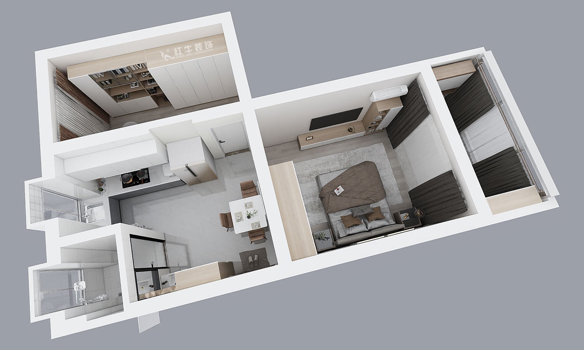 劉曉芳|隨園10號(hào)2-501-51㎡-現(xiàn)代簡(jiǎn)約風(fēng)格|2室1廳1衛(wèi)|老房裝修|定制家¥86990|全包8