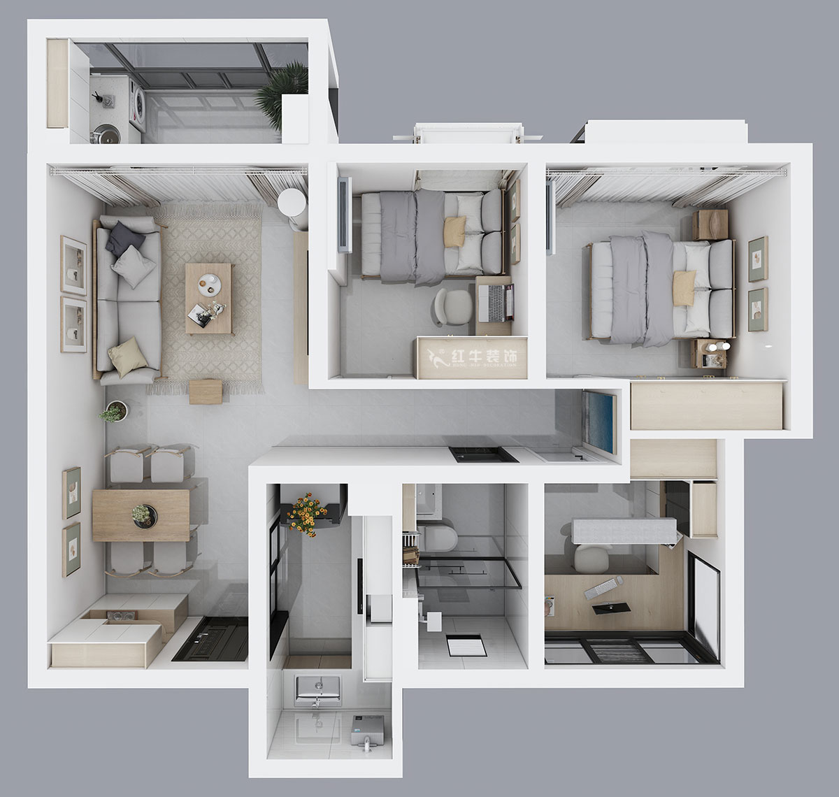 仇美蓉|保利西江月5-2-3006-86㎡-簡約風格|2室2廳1衛(wèi)|新房裝修|半包|半包6