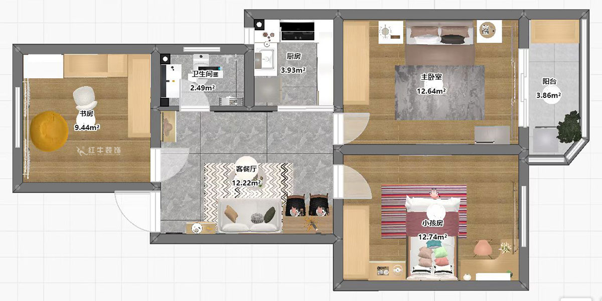 仇美蓉|南苑臺(tái)園13-42-501-75㎡-簡(jiǎn)約風(fēng)格|3室1廳1衛(wèi)|老房裝修|定制家|全包9