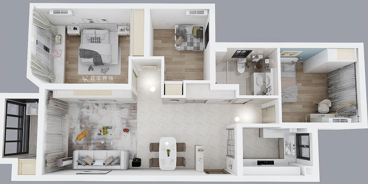 魏利利|楓情水岸23-506-110㎡-現(xiàn)代簡(jiǎn)約風(fēng)格|3室2廳1衛(wèi)|二手房改造|定制家|全包14萬(wàn)|00_05鳥(niǎo)瞰圖