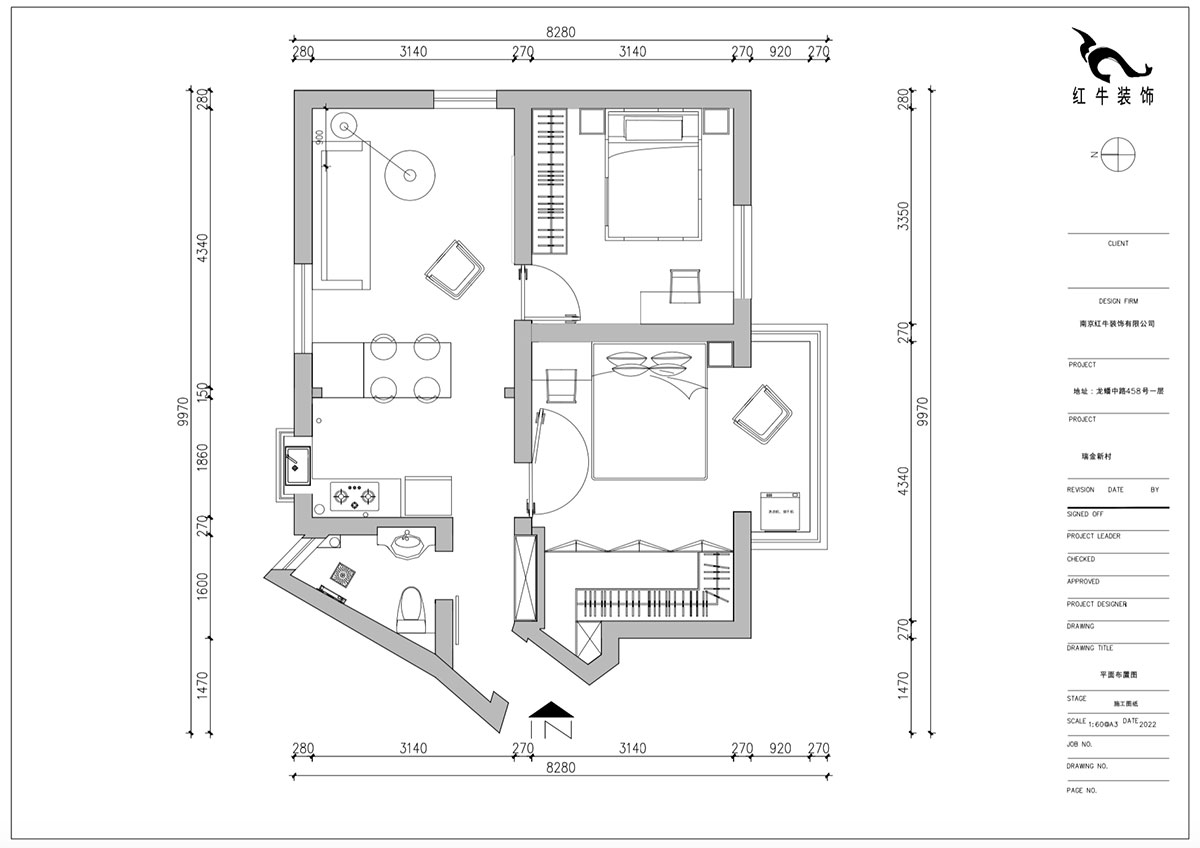 朱明琪｜瑞金新村23-504-1902-69㎡-現(xiàn)代簡約風(fēng)格｜2室1廳1衛(wèi)｜老房翻新｜定制家｜全包12萬｜00_02平面設(shè)計(jì)圖