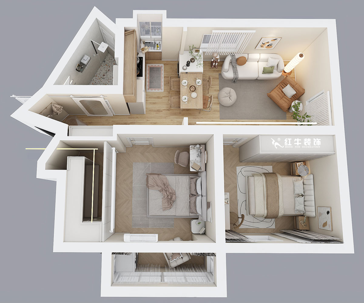 朱明琪｜瑞金新村23-504-1902-69㎡-現(xiàn)代簡約風(fēng)格｜2室1廳1衛(wèi)｜老房翻新｜定制家｜全包12萬｜00_05鳥瞰圖