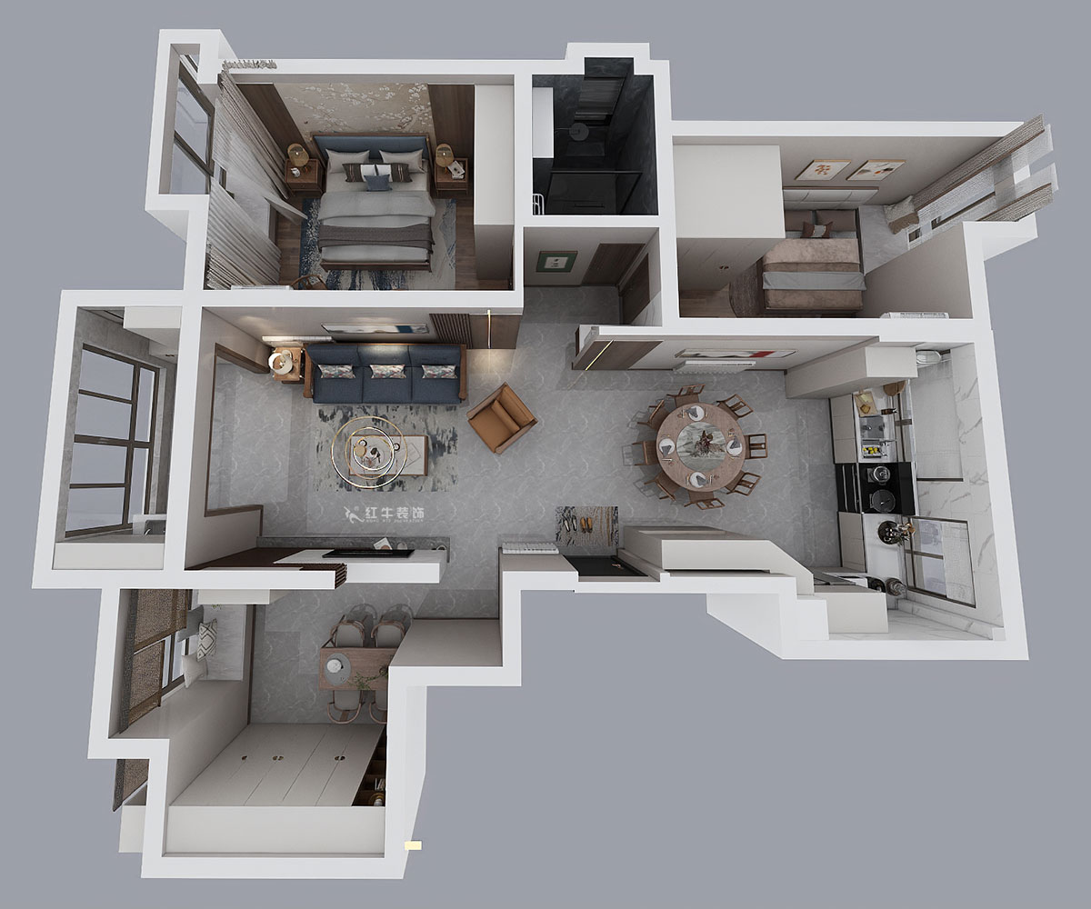 劉萍萍|大發(fā)燕瀾灣1-1108-115㎡-新中式風格|3室2廳1衛(wèi)|老房裝修|定制家|全包14
