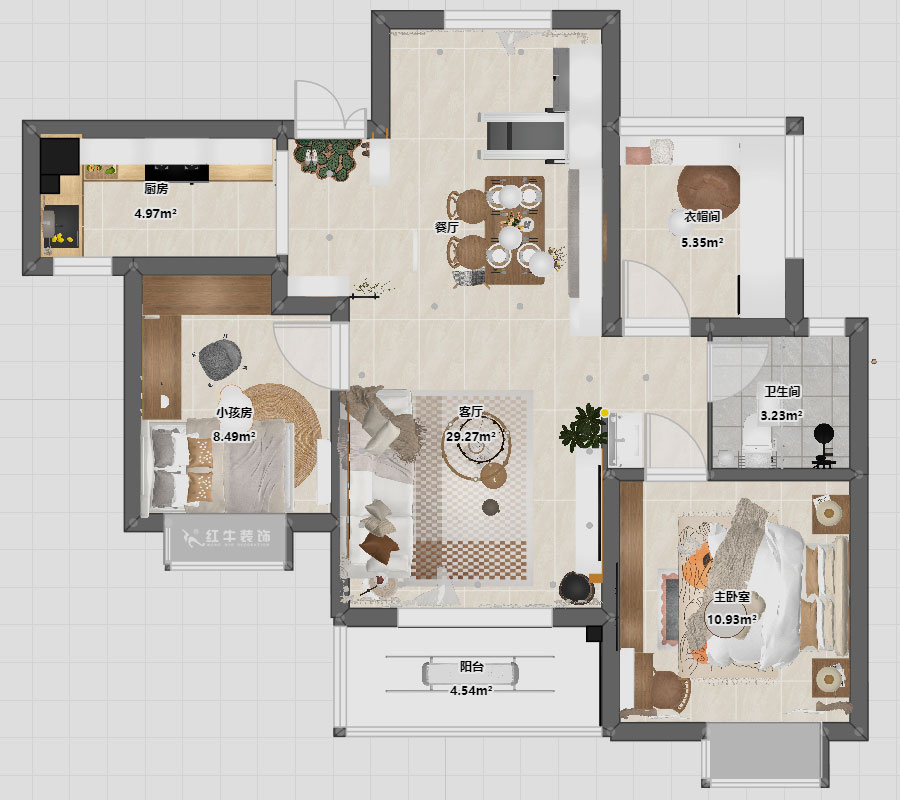 仇美蓉｜弘陽(yáng)燕江府4-2-1503-93㎡-簡(jiǎn)約風(fēng)格｜3室1廳1衛(wèi)｜老房裝修｜定制家｜全包12萬(wàn)｜00_03平面彩圖