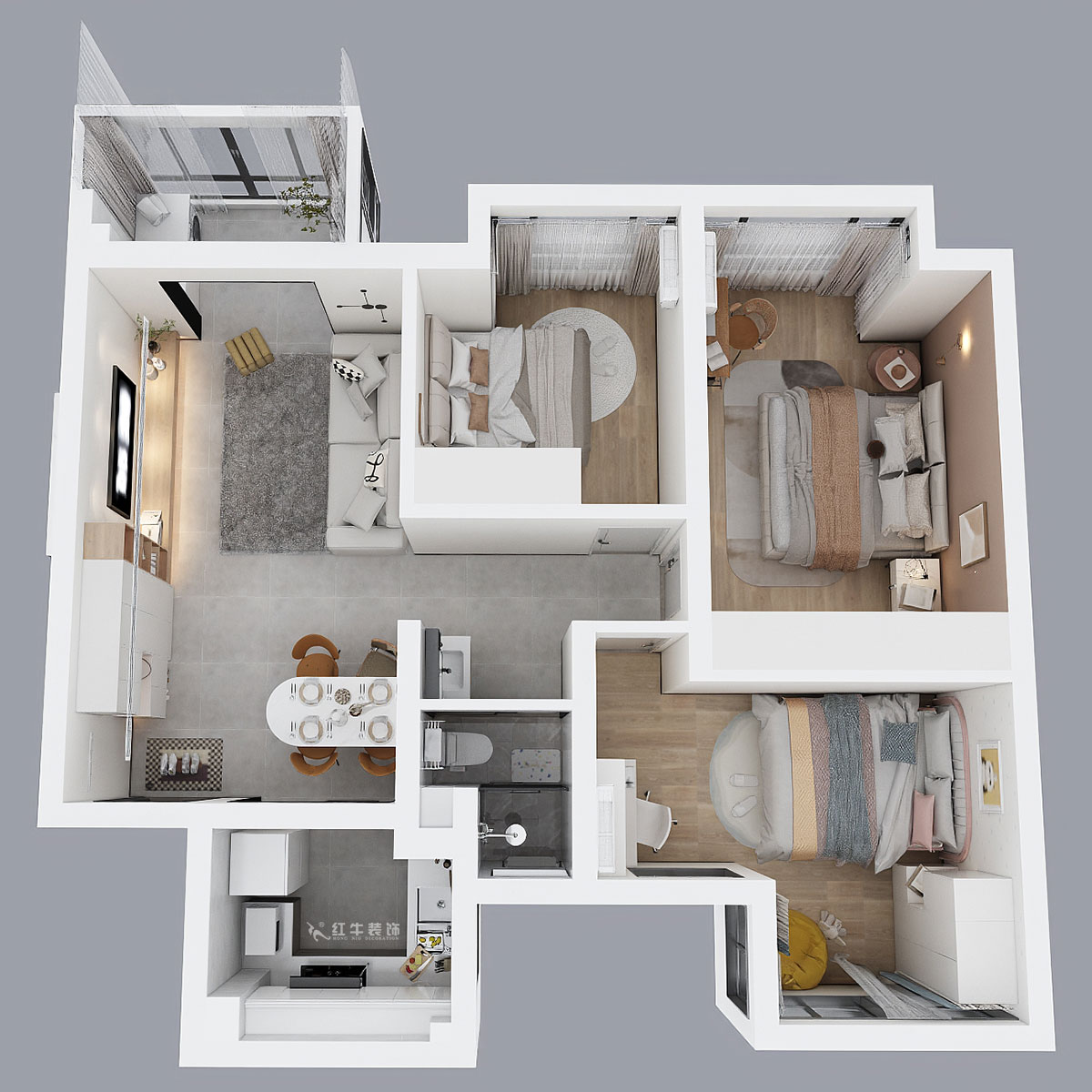 吳波｜花漾紫郡13-1102-95㎡-現(xiàn)代簡約風格｜3室2廳1衛(wèi)｜新房裝修｜定制家｜全包12