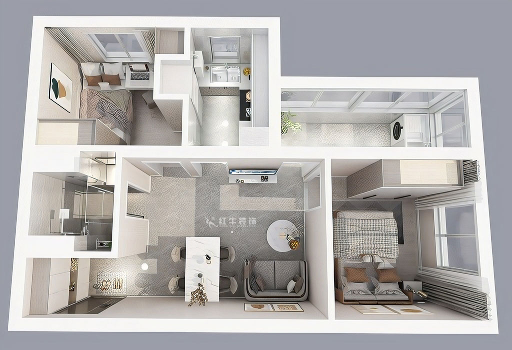 顧娟|丹鳳新寓1-807-60㎡-現代風格|2室2廳1衛(wèi)|舊房裝修|定制家|全包11