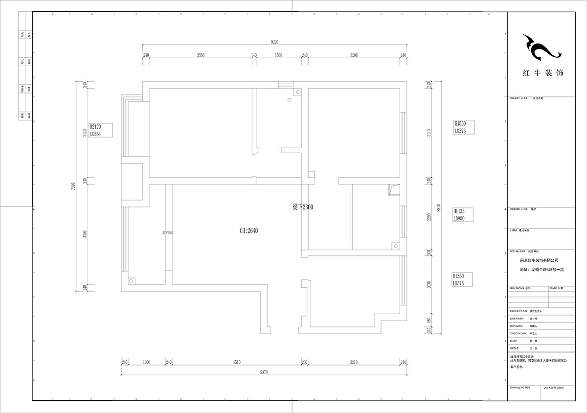 陸利民|文墨花苑10-909-87㎡-現(xiàn)代風格|3室2廳1衛(wèi)|舊房裝修|定制家|全包12萬|00_01原始結構圖