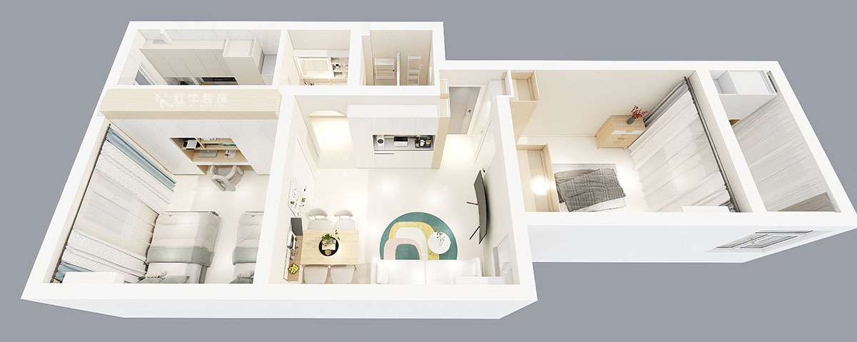 張智猿|煤炭港60號(hào)1-3-102-60㎡-現(xiàn)代奶油風(fēng)|2室1廳1衛(wèi)|老房裝修|定制家|全包12萬(wàn)|00_05鳥(niǎo)瞰圖