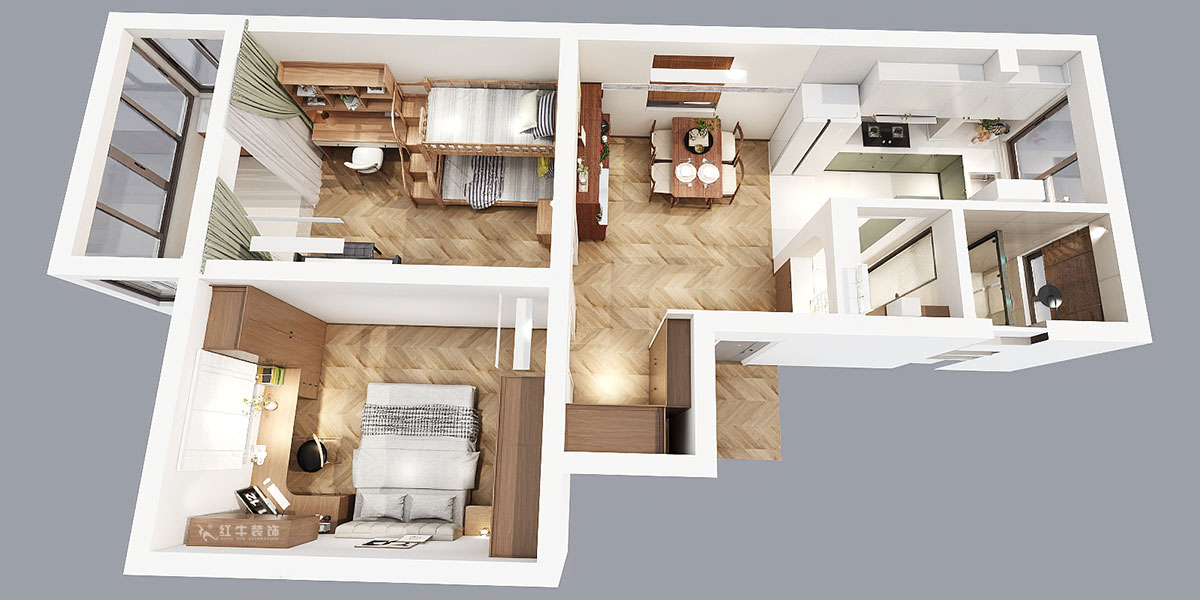 孟憲濤|寧夏路18號3-204-70㎡-現(xiàn)代風(fēng)格|2室2廳1衛(wèi)|老房裝修|定制家|全包12萬|00_04鳥瞰圖