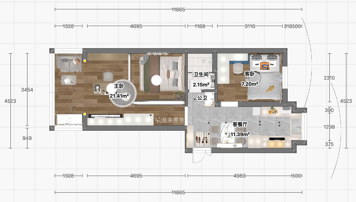 顧娟|寧海路201號(hào)1-507-60㎡-現(xiàn)代簡(jiǎn)約風(fēng)格|2室2廳1衛(wèi)|舊房裝修|定制家|全包11