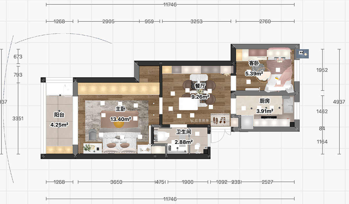 顧娟|御河新村10-505-60㎡-現(xiàn)代簡(jiǎn)約風(fēng)格|2室2廳1衛(wèi)|舊房裝修|定制家|全包11