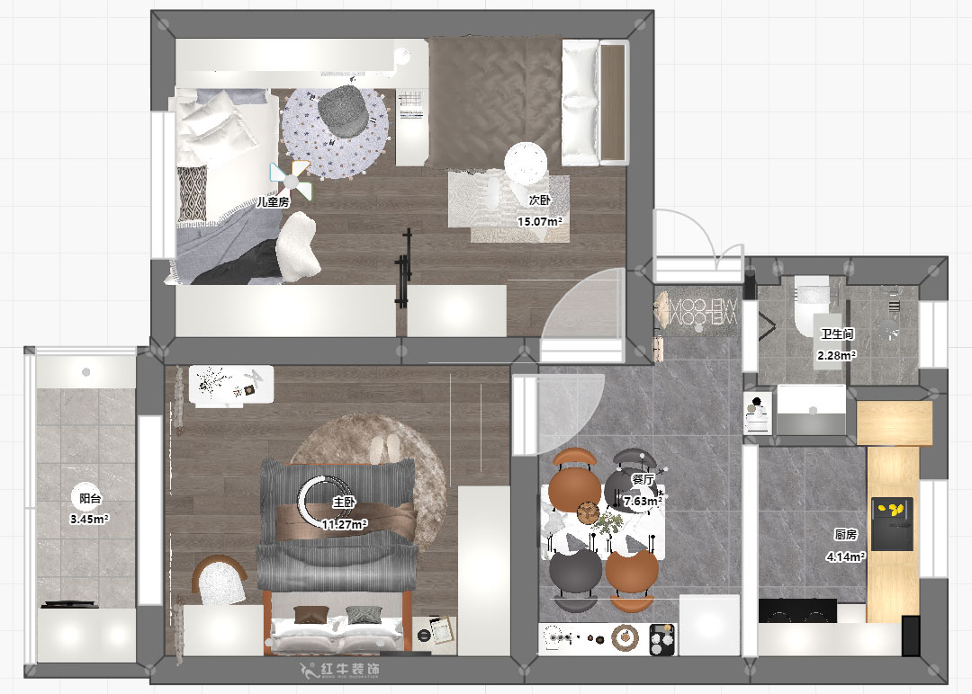 賈庭｜鹽倉橋48號(hào)1-402-55㎡-現(xiàn)代風(fēng)格｜2室1廳1廚1衛(wèi)｜老房裝修｜定制家｜全包8