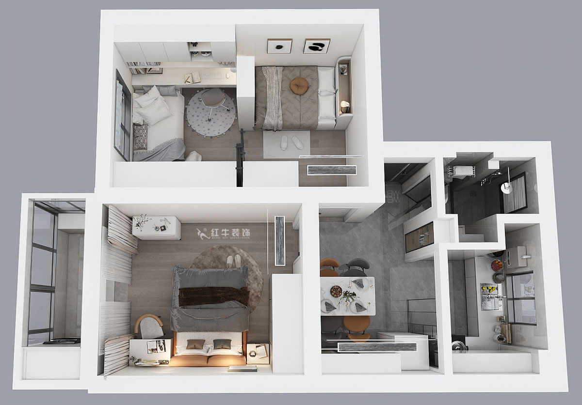 賈庭｜鹽倉橋48號(hào)1-402-55㎡-現(xiàn)代風(fēng)格｜2室1廳1廚1衛(wèi)｜老房裝修｜定制家｜全包8