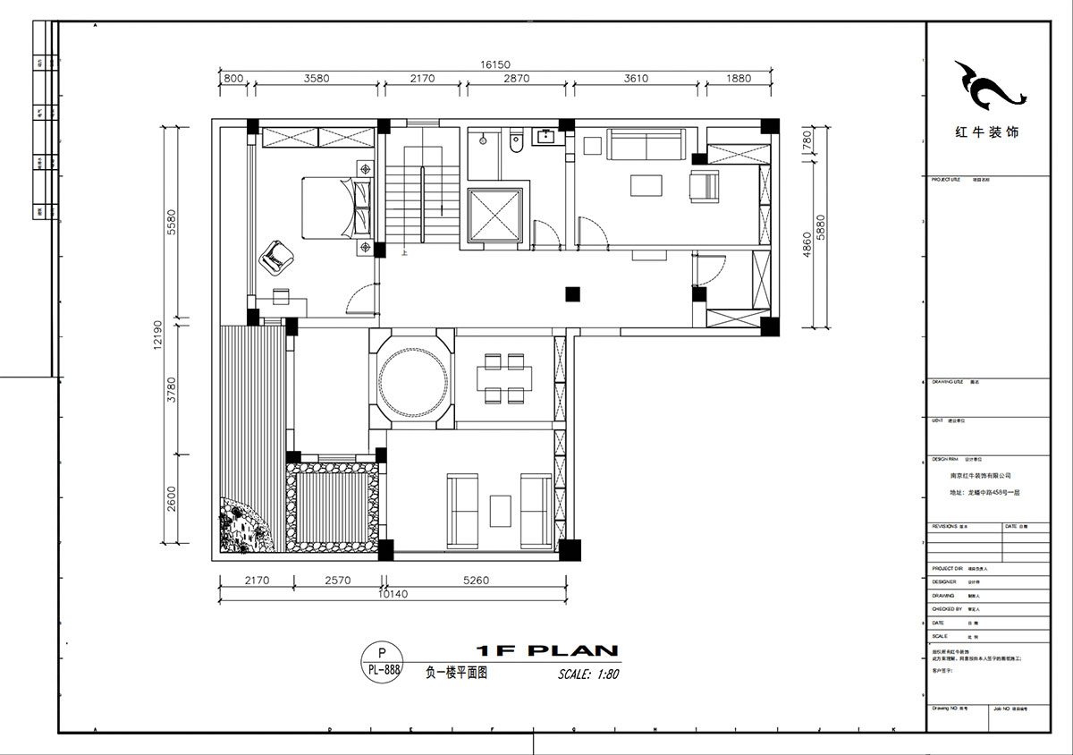 劉小勇|雅園21-101-390㎡-現(xiàn)代奢華風(fēng)格|9室2廳6衛(wèi)|三層別墅裝修|定制家|全包|00_04負(fù)一樓平面圖