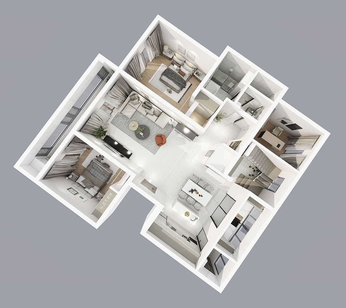 陸利民|羊山湖14-502-160㎡+閣樓-現(xiàn)代風(fēng)格|4室2廳2衛(wèi)|新房裝修|定制家|全包31萬|00_05鳥瞰圖