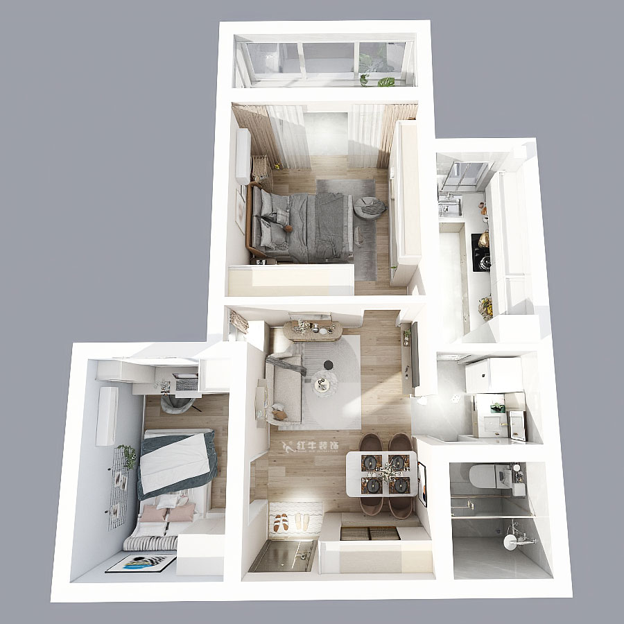 顧娟|丹鳳新寓1-803-60㎡-現(xiàn)代風格|2室2廳1衛(wèi)|舊房裝修|定制家|全包11