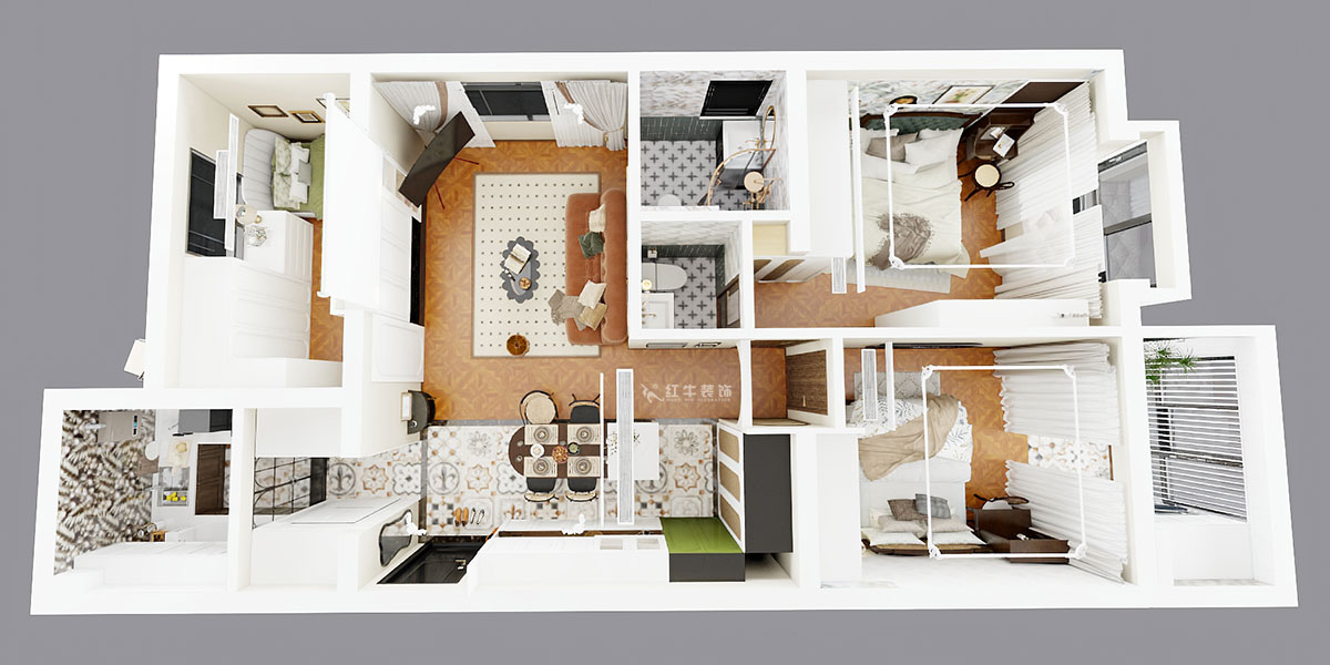 孟憲濤|觀泓雅苑A區(qū)6-2101-115㎡-法式南洋復(fù)古風(fēng)格|3室1廳2衛(wèi)|新房裝修|定制家|全包16萬(wàn)|00_04鳥瞰圖