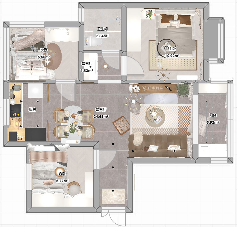 朱明琪|招商蘭溪谷二期1-2-1104-75㎡-奶油風(fēng)|3室2廳1衛(wèi)|老房裝修|定制家|全包10