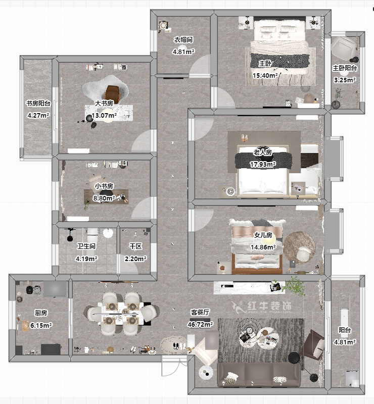 劉小勇|翠屏東南18-601-180㎡-現(xiàn)代簡約風格|5室2廳2衛(wèi)|新房裝修|定制家|全包21