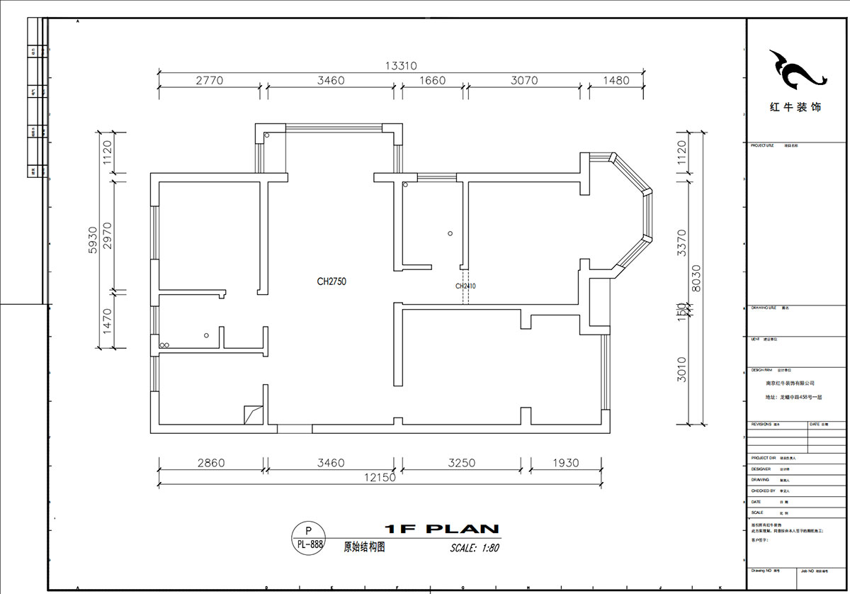 劉小勇|中南世紀雅苑一期8-501-115㎡-現代簡約風格|3室2廳1衛(wèi)|新房裝修|定制家|全包16萬|00_01原始結構圖